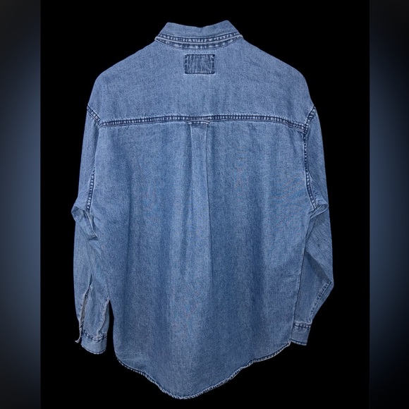 Vintage Solutions Denim Shirt Embroidered Harvest Scarecrow Pumpkin Size M - Picture 3 of 9